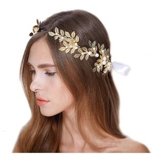 Goddess dainty hair piece/bridal head crown, gold